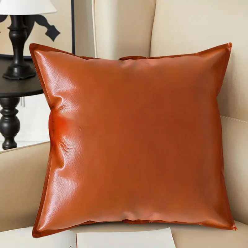 SOGA 45cm Light Luxury Urban Simulated Leather Wide Edge Throw Pillow SOGA