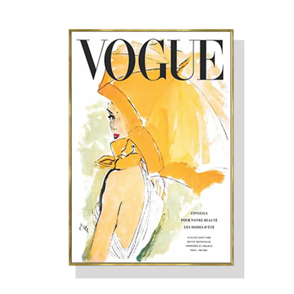 NNEDSZ Wall Art 40cmx60cm Vogue Girl Gold Frame Canvas NNEDSZ